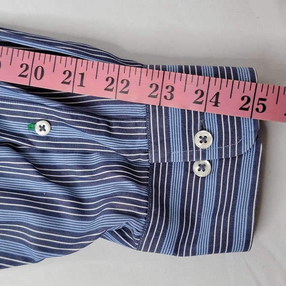 EUC Tommy Hilfiger Y2K TLC Lifetime Vertical Striped Blue Button Down Shirt XL - Picture 7 of 7